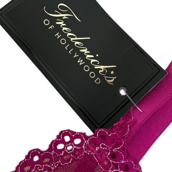 Fredericks of Hollywood Barbiecore Triangle Lace Bralette Bra Pink S NWT - Picture 3 of 7